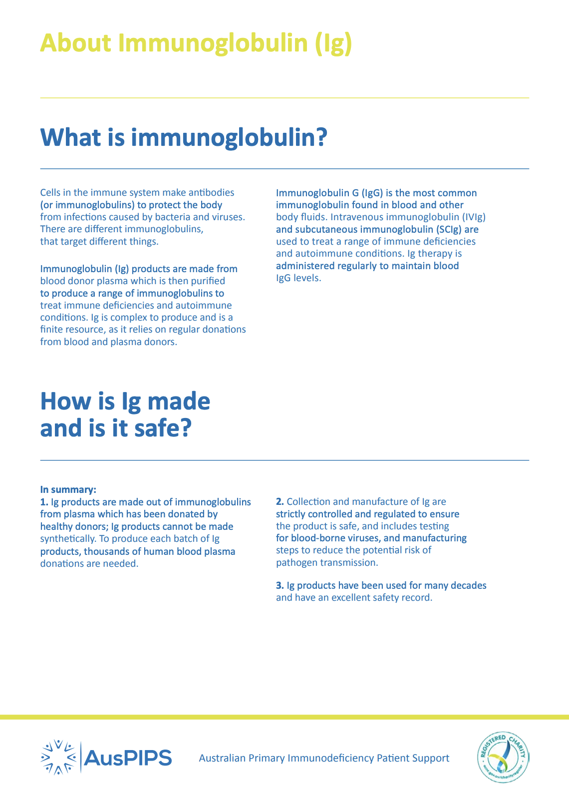 AusPIPS Immunoglobulin (Ig) Brochure